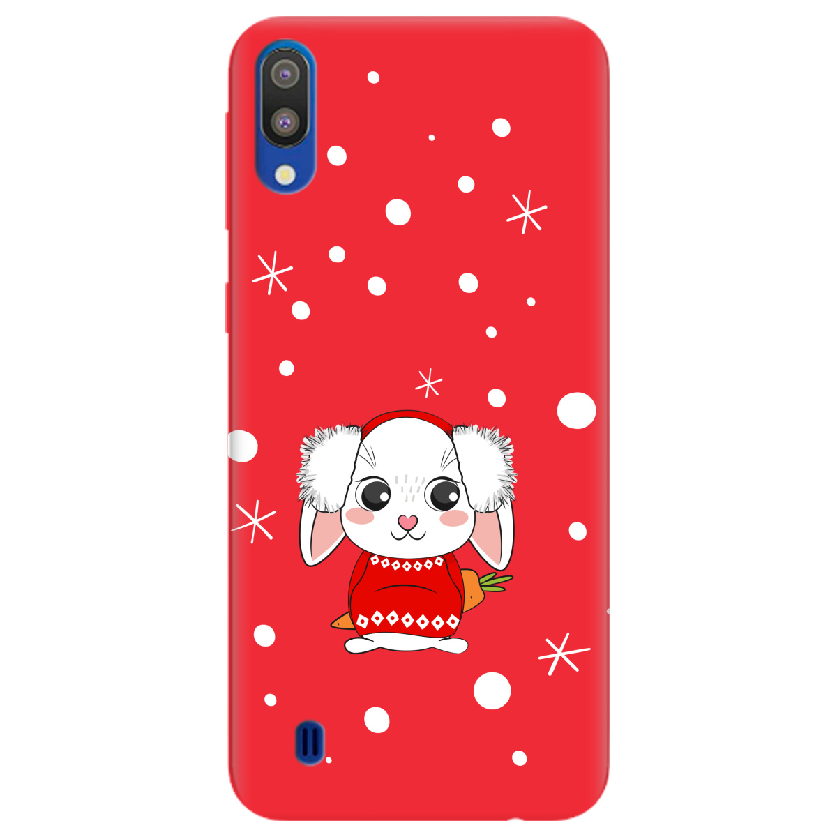 Чехол для Samsung Galaxy M10 ярко-красный матовый soft touch My bunny - фото 1