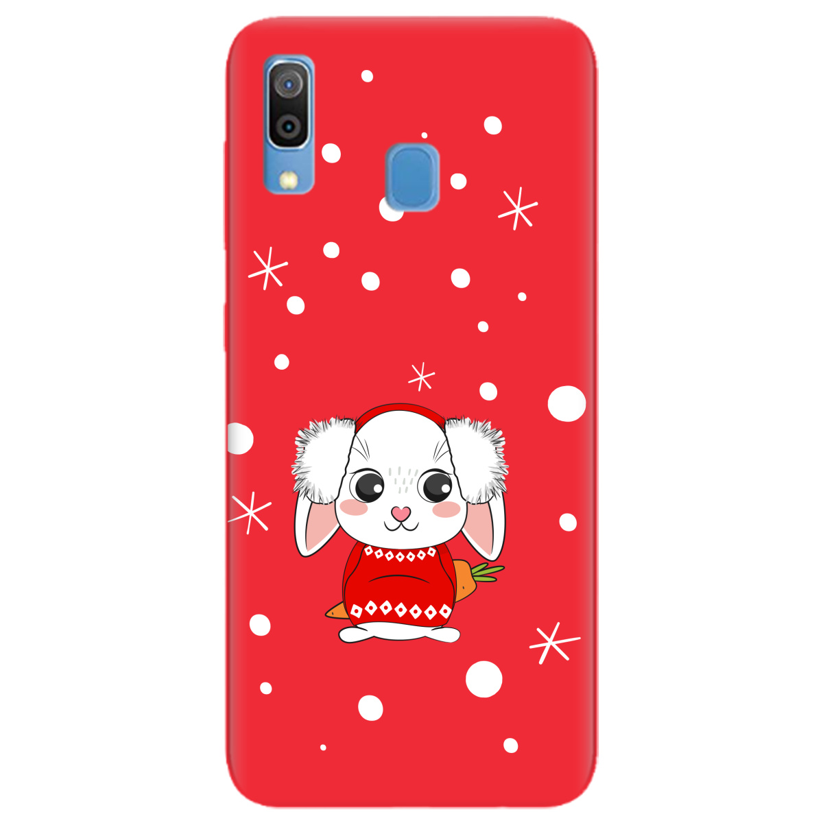 Чохол для Samsung Galaxy A20 яскраво-червоний матовий soft touch My bunny - фото 1