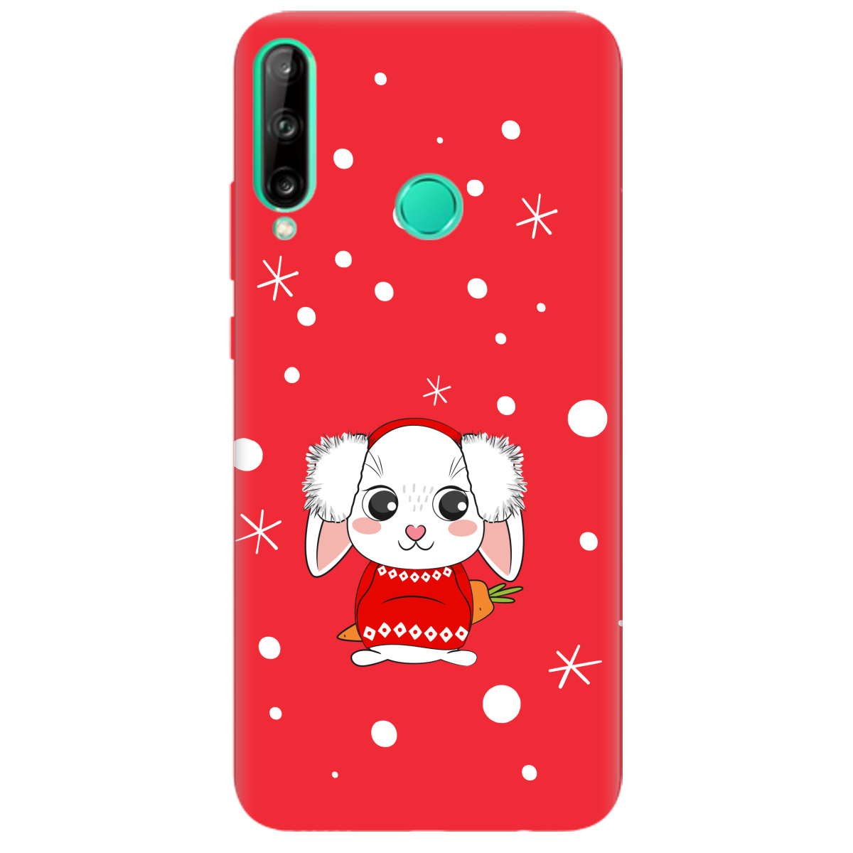 Чехол для Huawei P40 Lite e ярко-красный матовый soft touch My bunny - фото 1