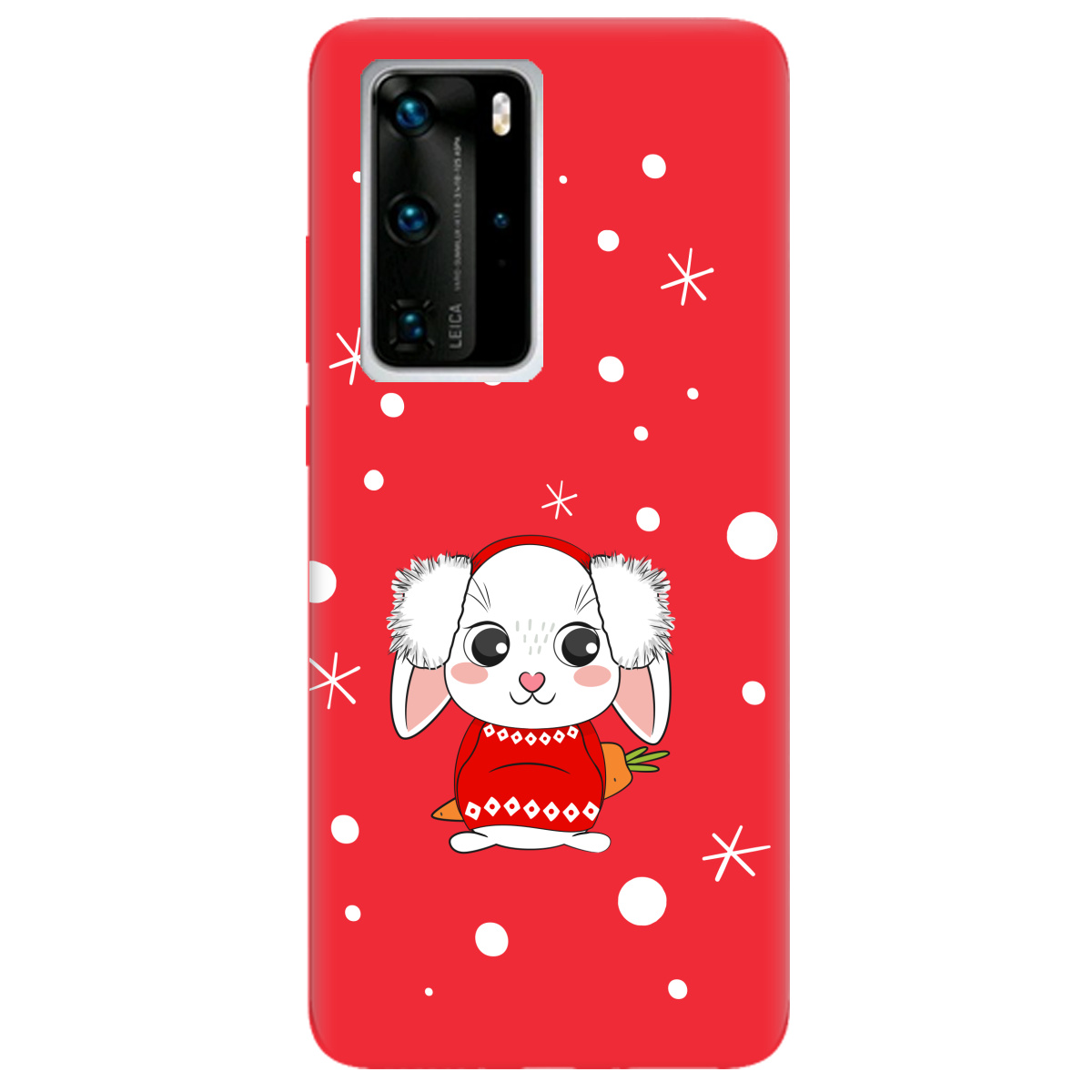 Чехол для Huawei P40 Pro ярко-красный матовый soft touch My bunny - фото 1