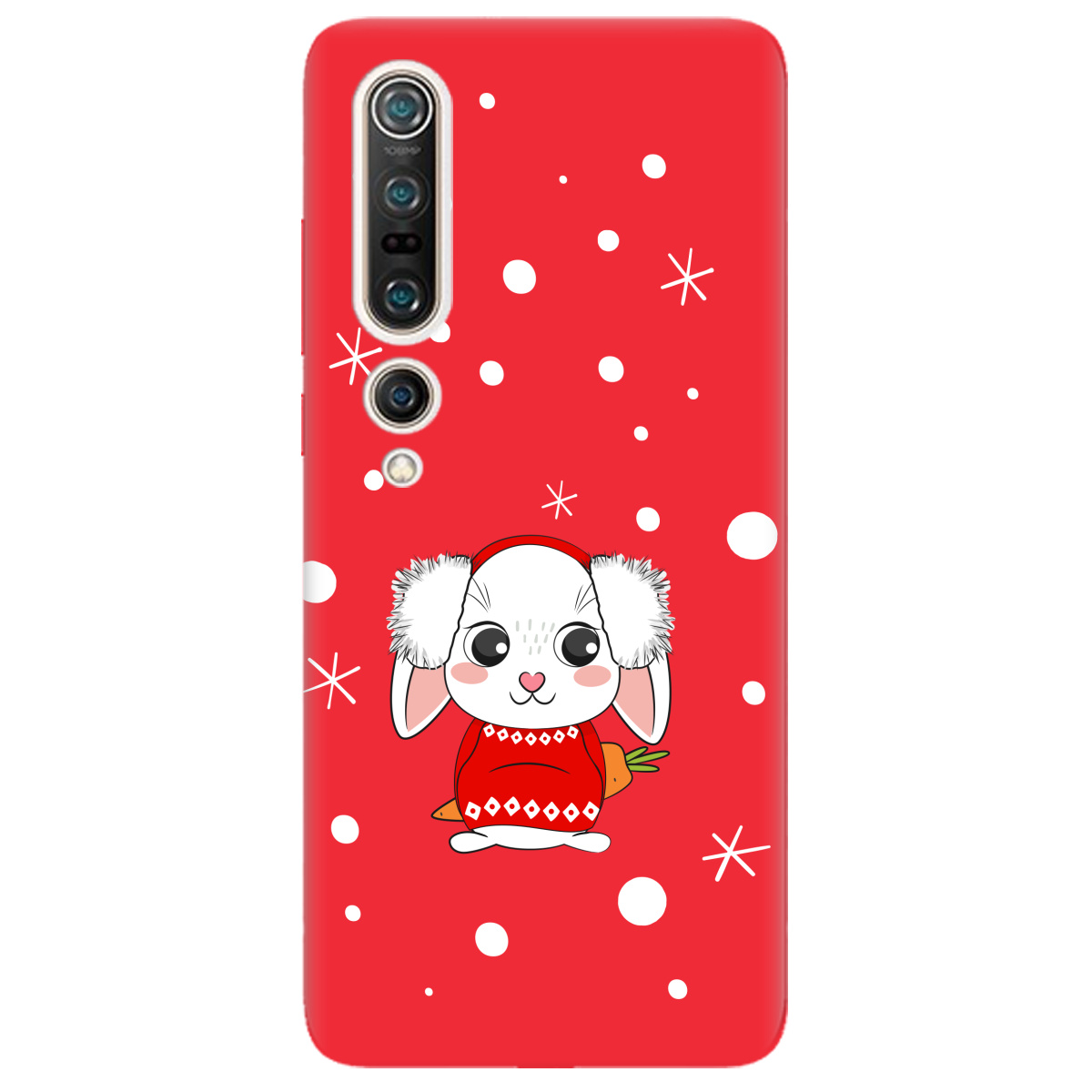 Чехол для Xiaomi Mi 10 ярко-красный матовый soft touch My bunny - фото 1