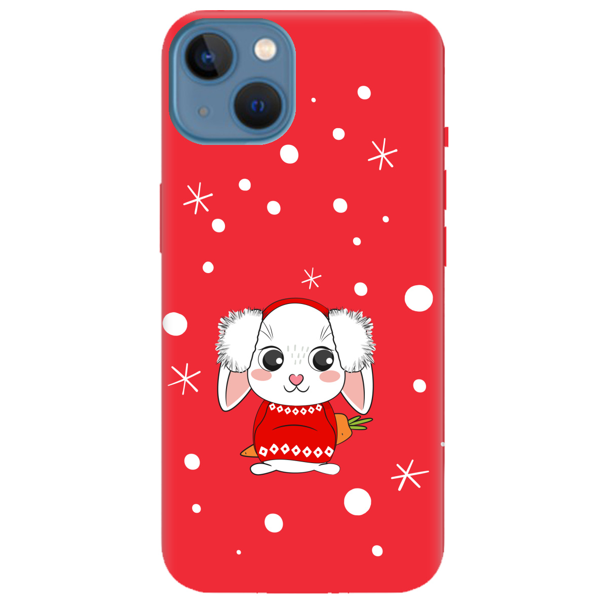 Чехол для Apple iPhone 13 ярко-красный матовый soft touch My bunny - фото 1