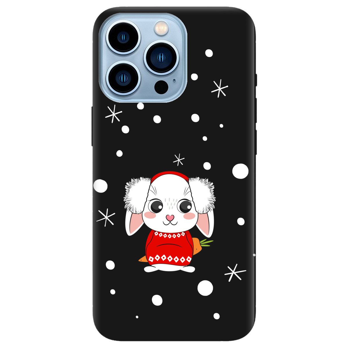 Чехол для Apple iPhone 13 Pro Max черный матовый soft touch My bunny - фото 1