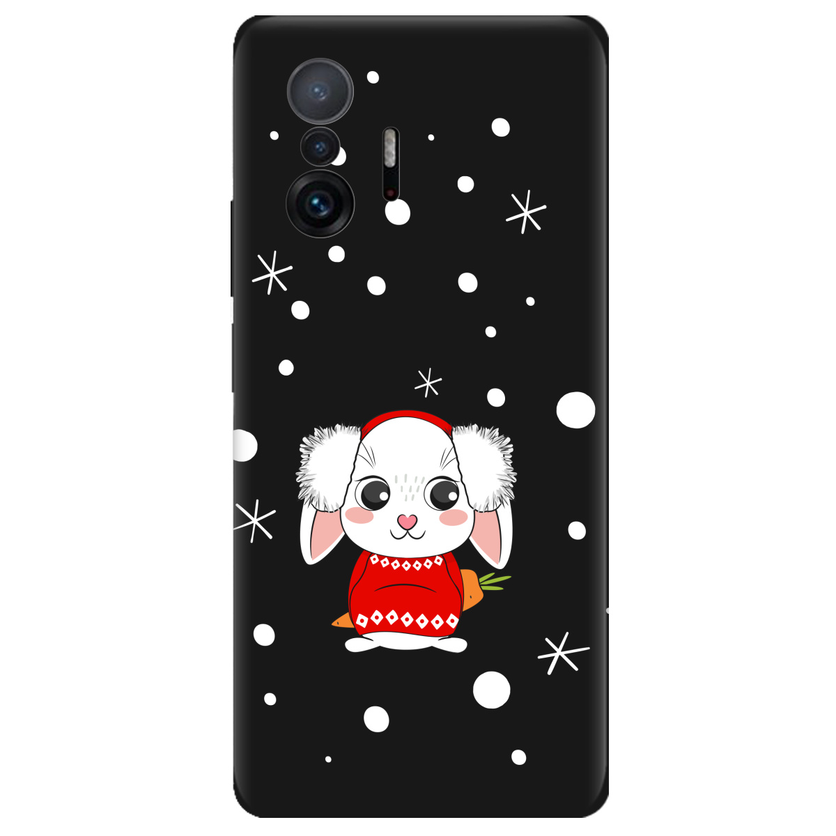 Чехол для Xiaomi 11T Pro черный матовый soft touch My bunny - фото 1