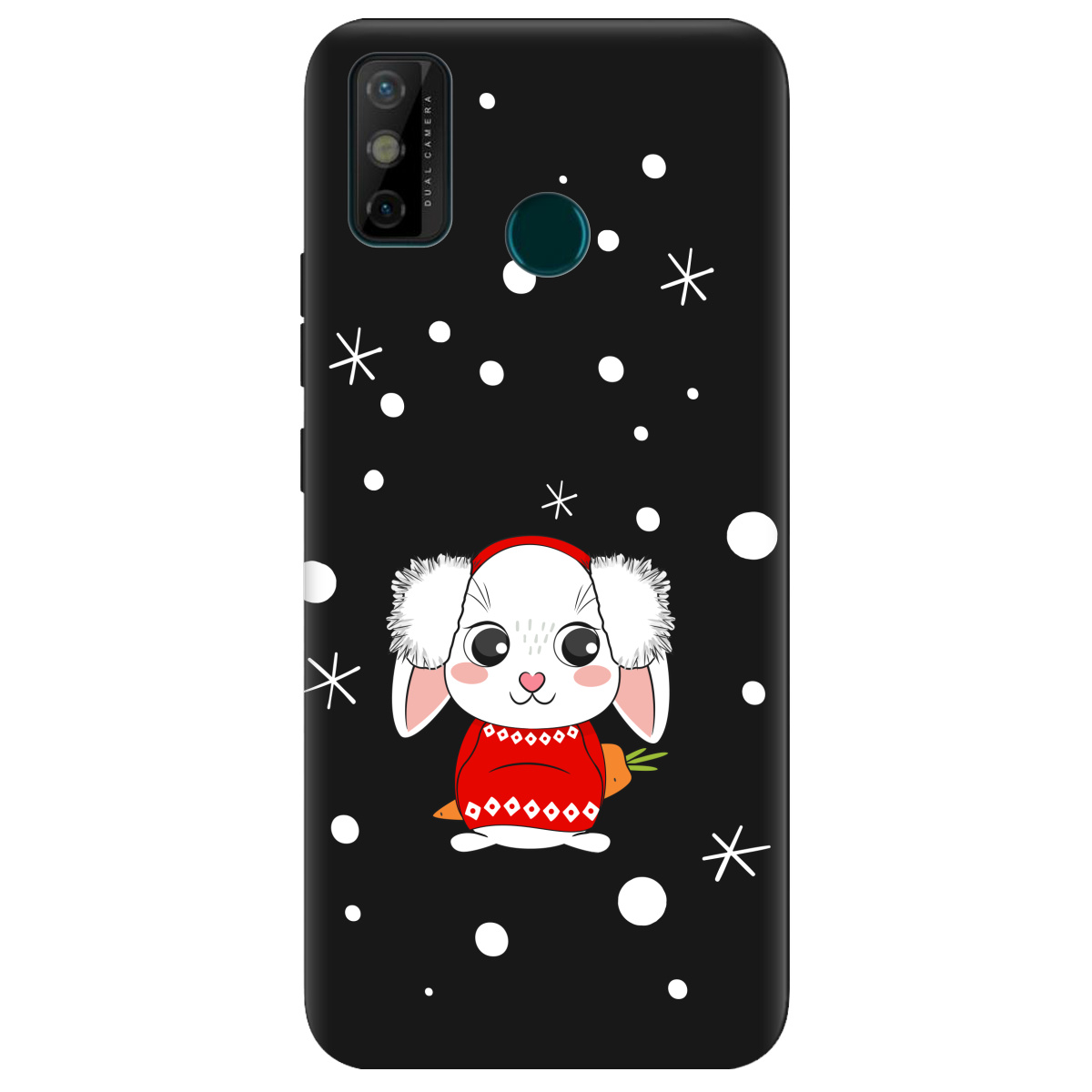 Чехол для Tecno Spark 6 Go черный матовый soft touch My bunny - фото 1