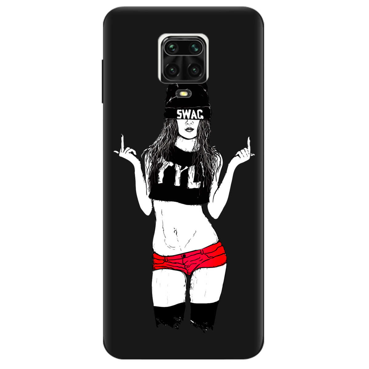 Чохол для Xiaomi Redmi Note 9s чорний матовий soft touch Swag - фото 1