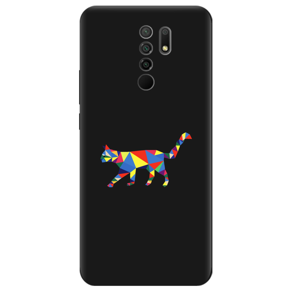 Чехол для Xiaomi Redmi 9 черный матовый soft touch Cat - фото 1