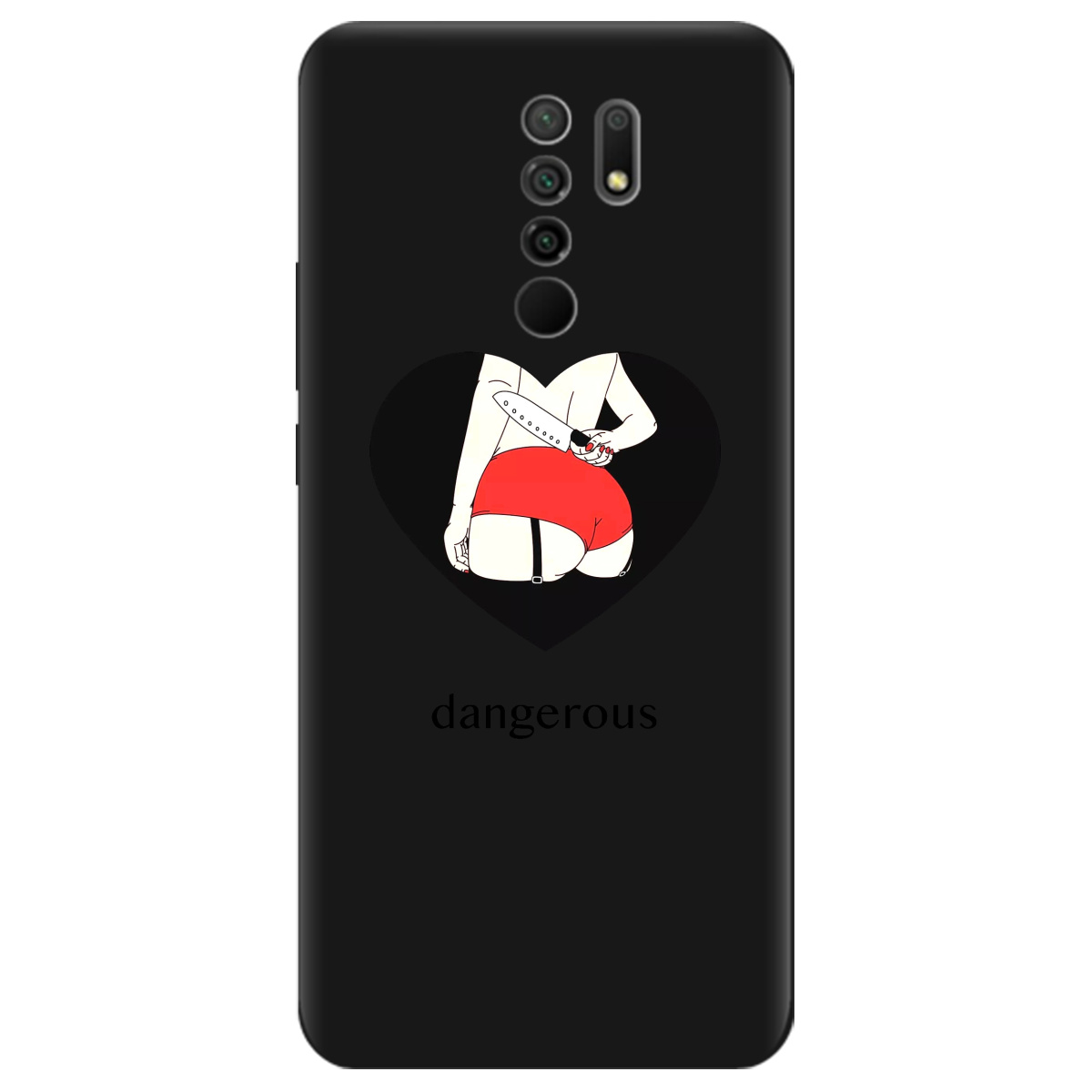 Чехол для Xiaomi Redmi 9 черный матовый soft touch Dangerous - фото 1