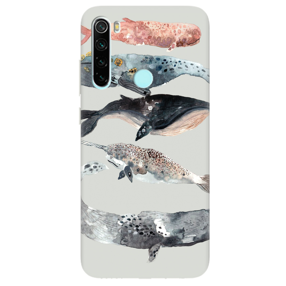Чохол для Xiaomi Redmi Note 8T напівпрозорий матовий soft touch Whales white - фото 1