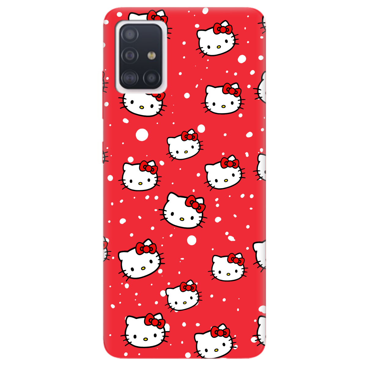 Чехол для Samsung Galaxy A51 ярко-красный матовый soft touch Hello Kitty - фото 1