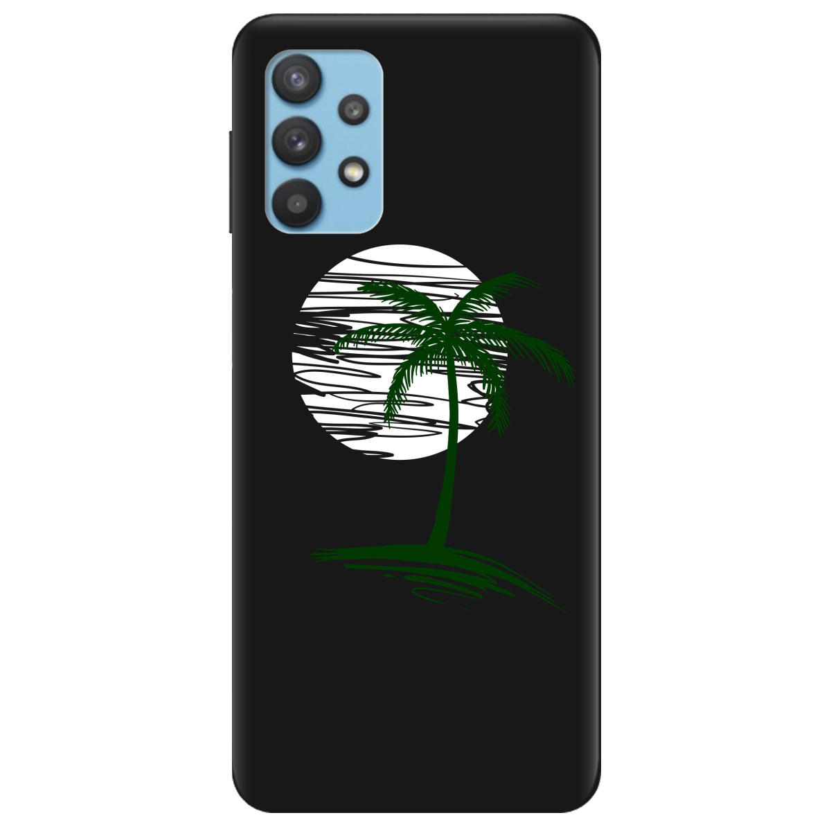 Чехол для Samsung Galaxy A32 4G черный матовый soft touch Sunset - фото 1