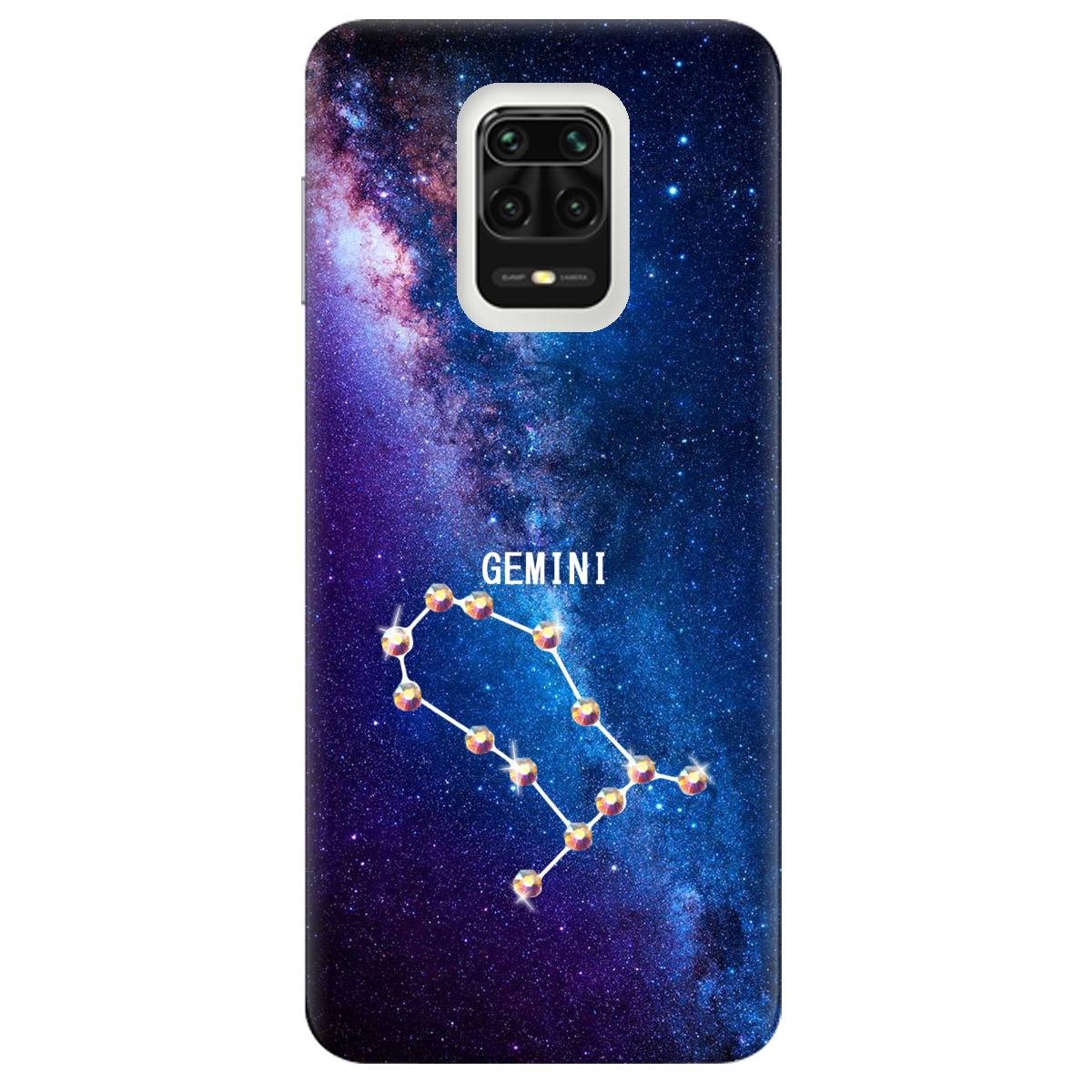 Чехол для Xiaomi Redmi Note 9 Pro Max Gemini (Близнецы) со стразами - фото 1