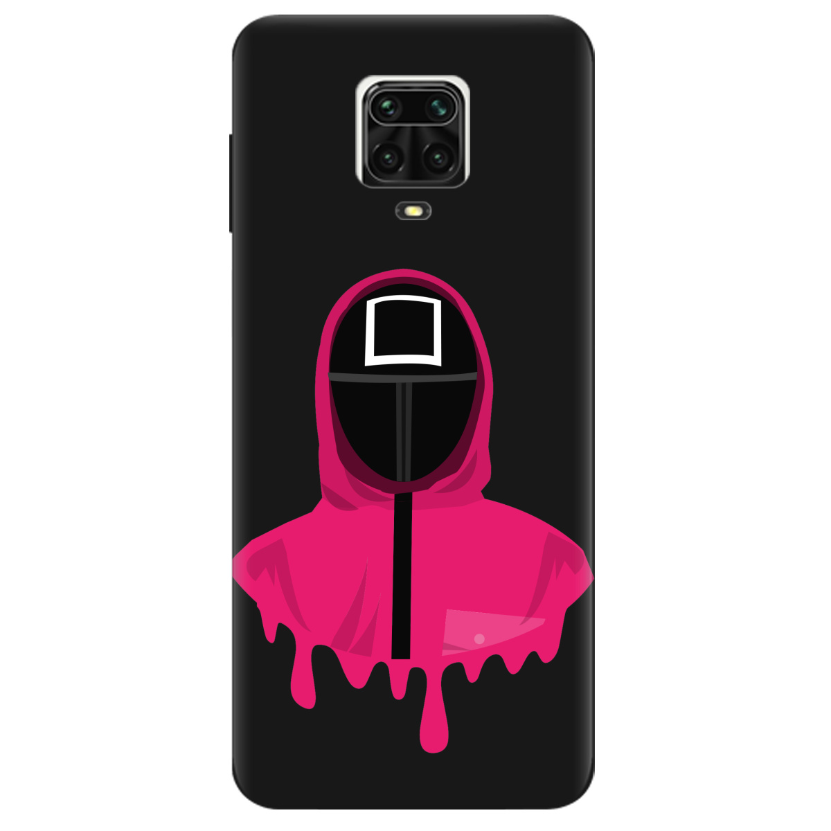 Чехол для Xiaomi Redmi Note 9 Pro черный матовый soft touch Игра в кальмара - фото 1