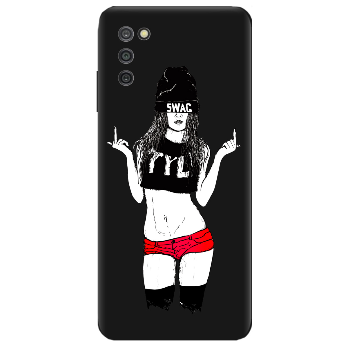 Чехол для Samsung Galaxy A03s черный матовый soft touch Swag - фото 1