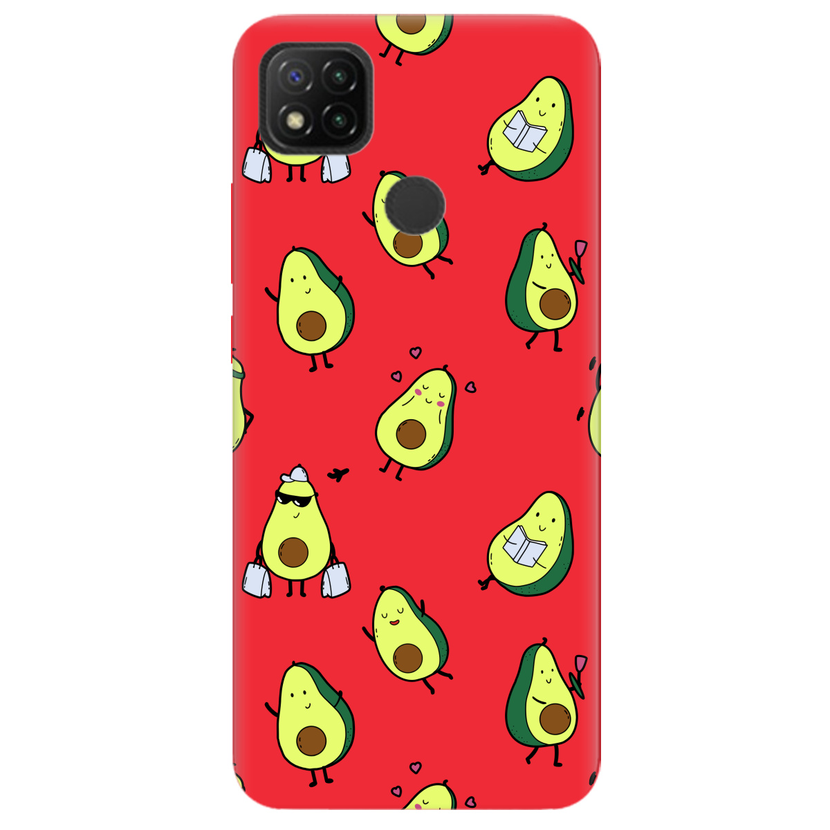 Чехол для Xiaomi Redmi 9C ярко-красный матовый soft touch Cute avocado - фото 1
