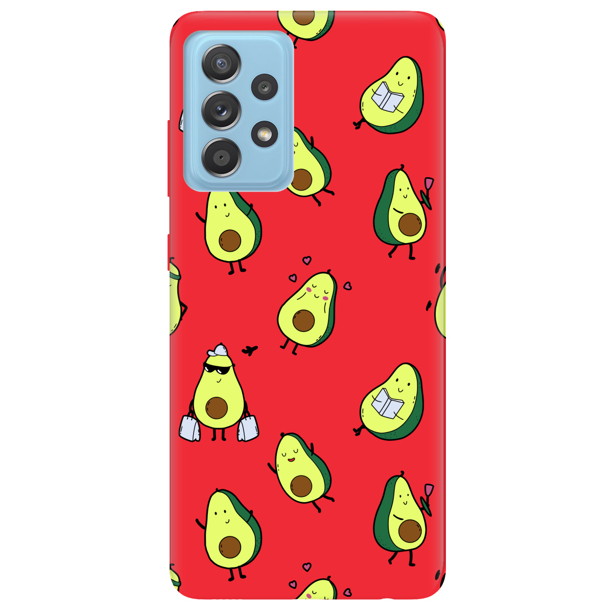 Чехол для Samsung Galaxy А52 ярко-красный матовый soft touch Cute avocado - фото 1