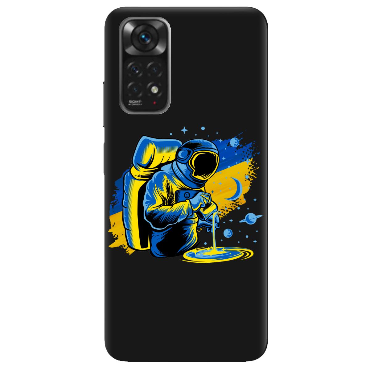 Чехол для Xiaomi Redmi Note 11 черный матовый soft touch Ukrainian space - фото 1