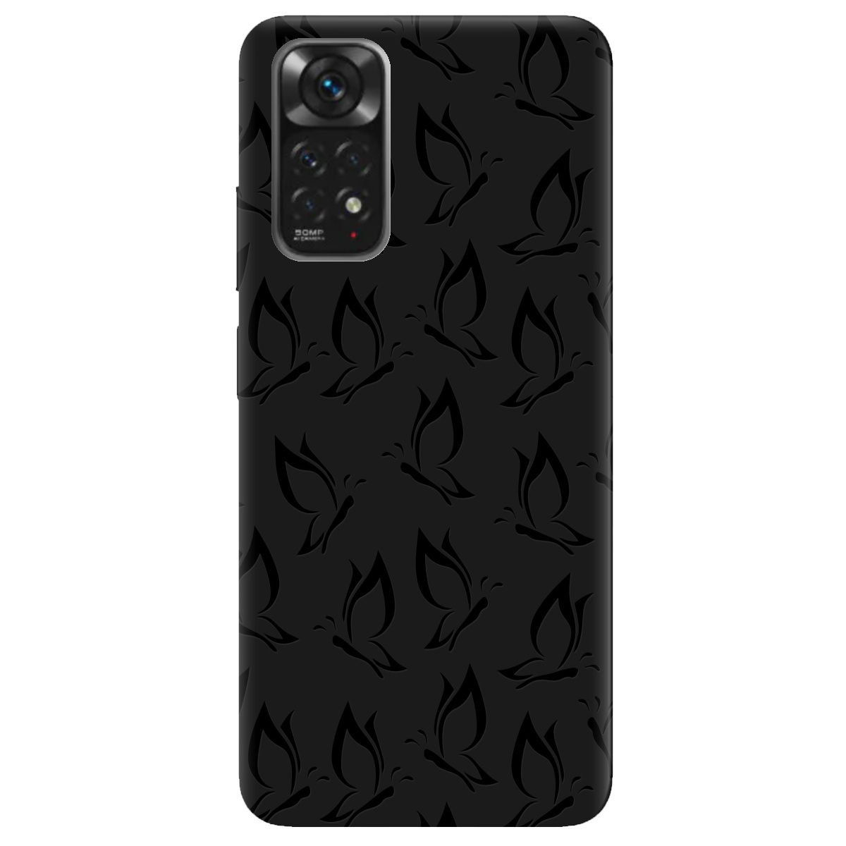 Чехол для Xiaomi Redmi Note 11s черный матовый soft touch Butterfly - фото 1