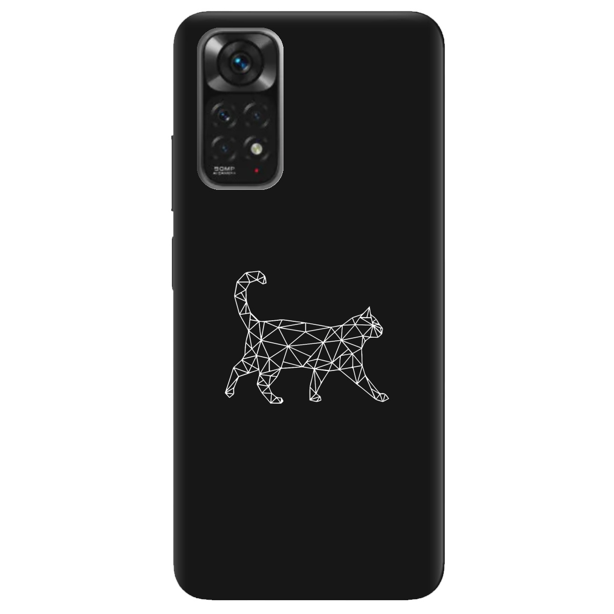 Чехол для Xiaomi Redmi Note 11s черный матовый soft touch White cat - фото 1