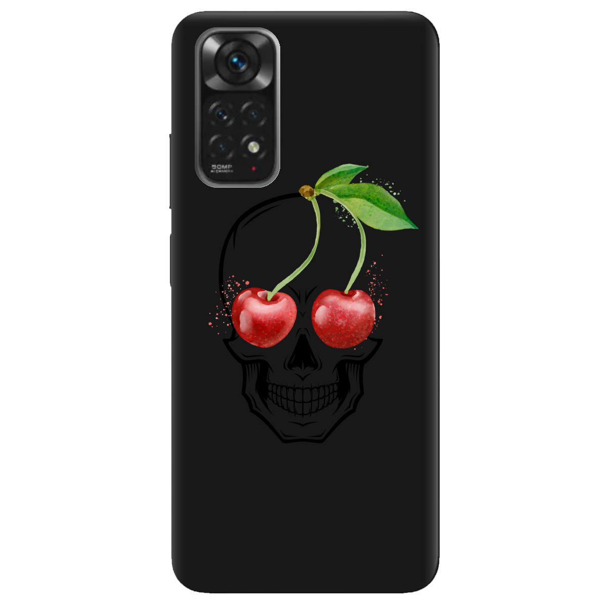 Чохол для Xiaomi Redmi Note 11s чорний матовий soft touch Cherry skull - фото 1
