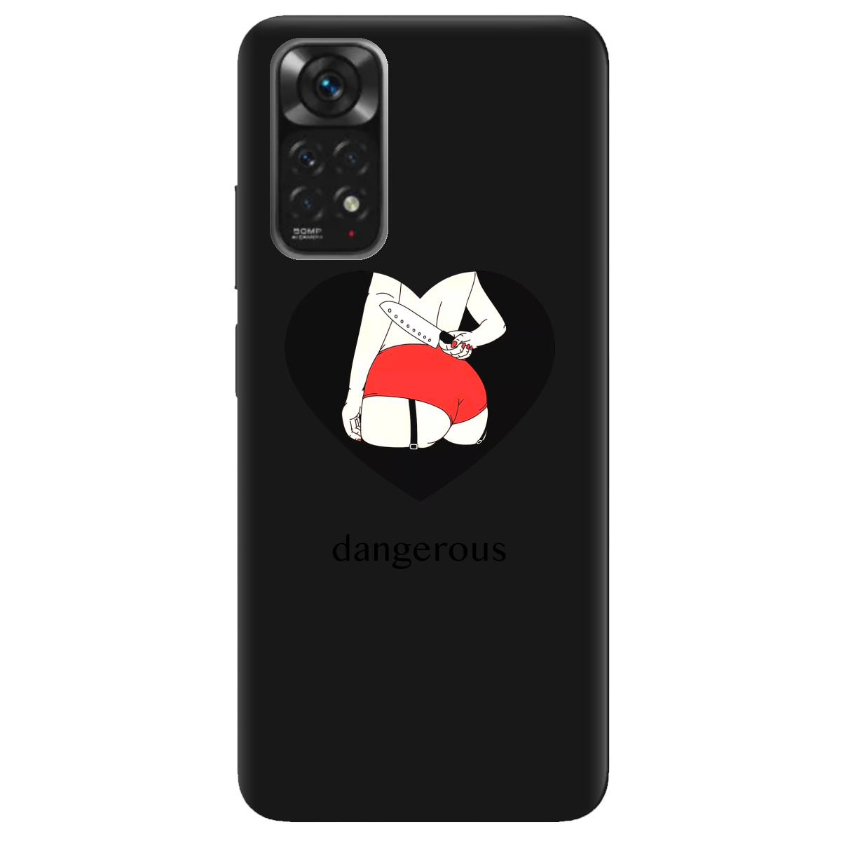 Чехол для Xiaomi Redmi Note 11s черный матовый soft touch Dangerous - фото 1