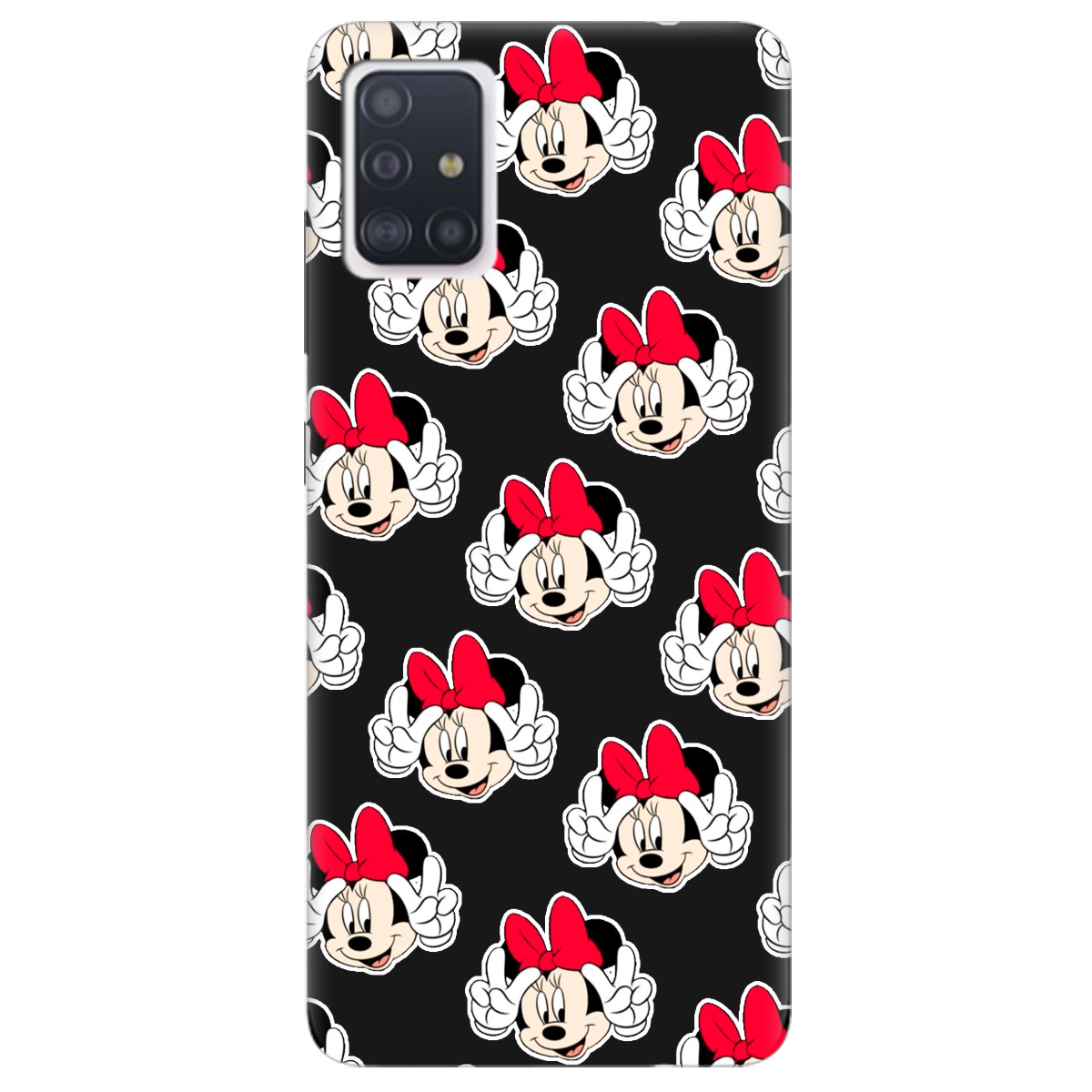 Чехол для Samsung Galaxy A51 черный матовый soft touch Minnie Mouse - фото 1