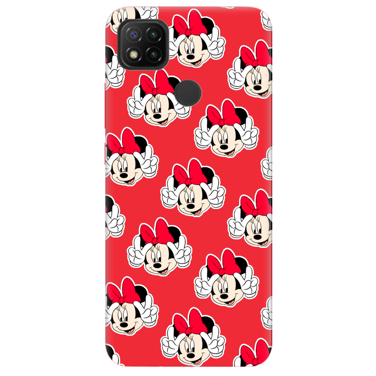 Чехол для Xiaomi Redmi 9C ярко-красный матовый soft touch Minnie Mouse - фото 1