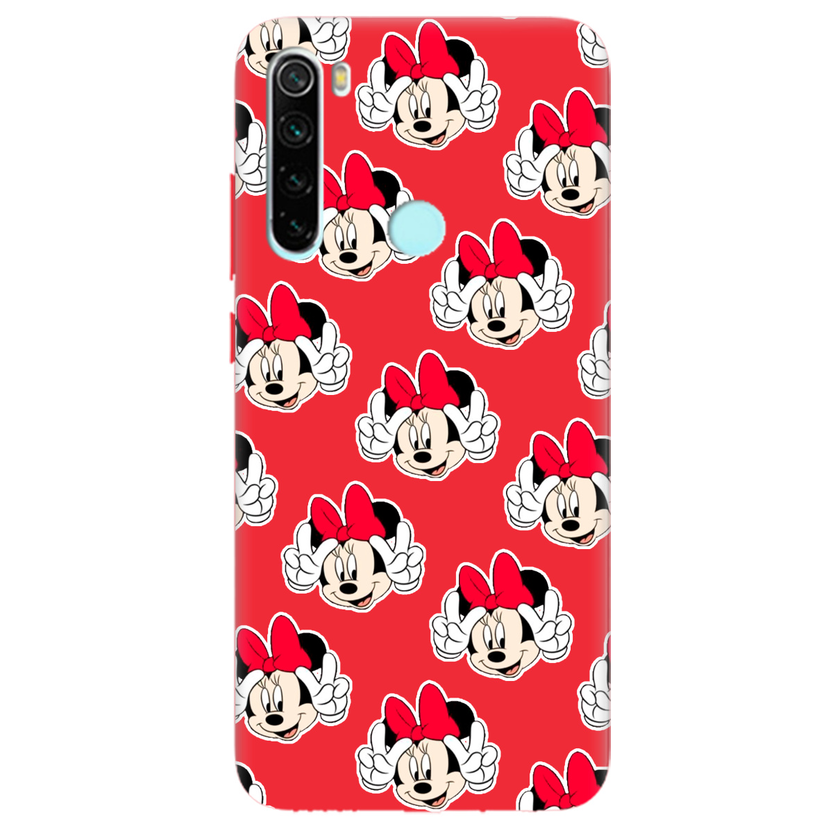 Чехол для Xiaomi Redmi Note 8T ярко-красный матовый soft touch Minnie Mouse - фото 1