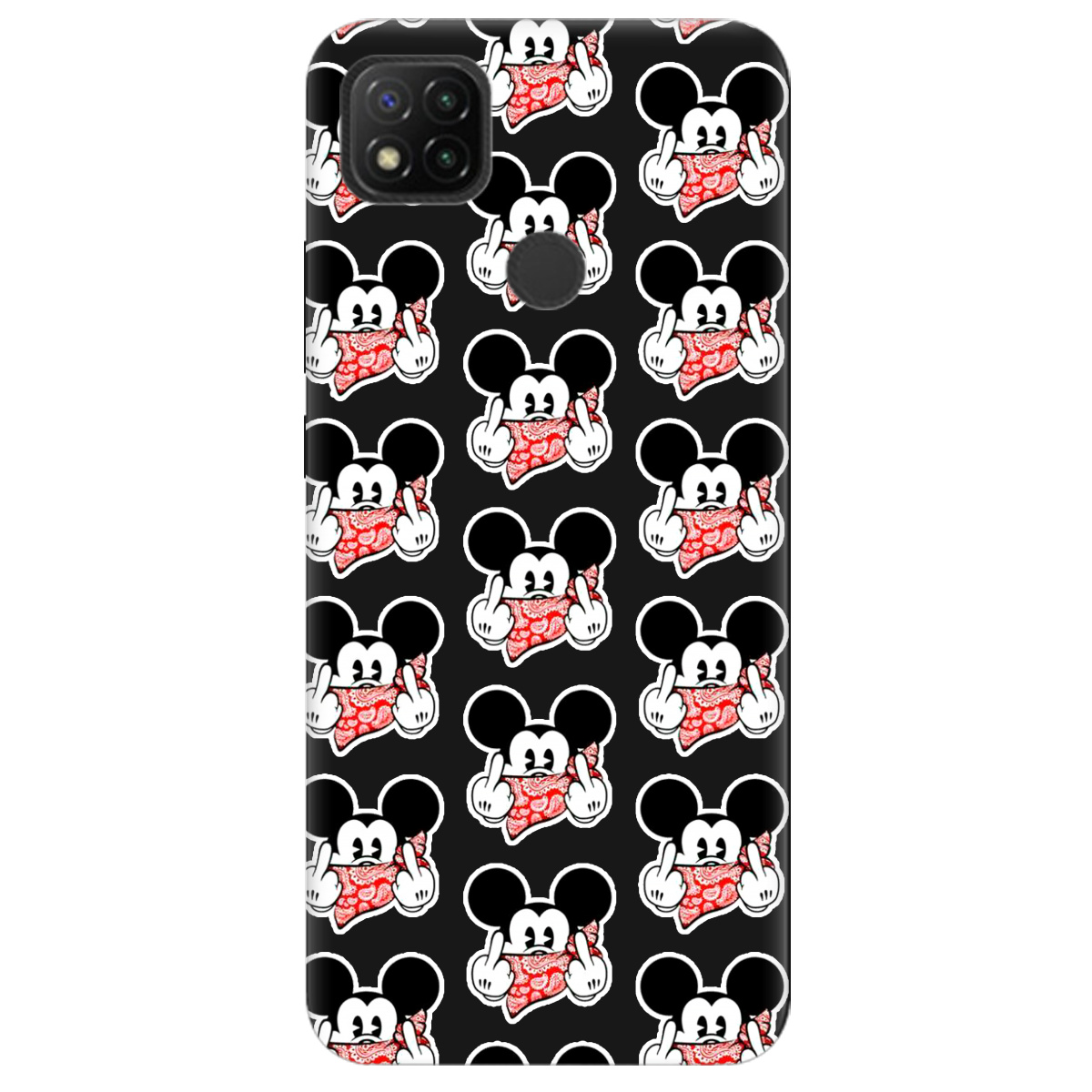 Чехол для Xiaomi Redmi 9C черный матовый soft touch Mickey Mouse - фото 1