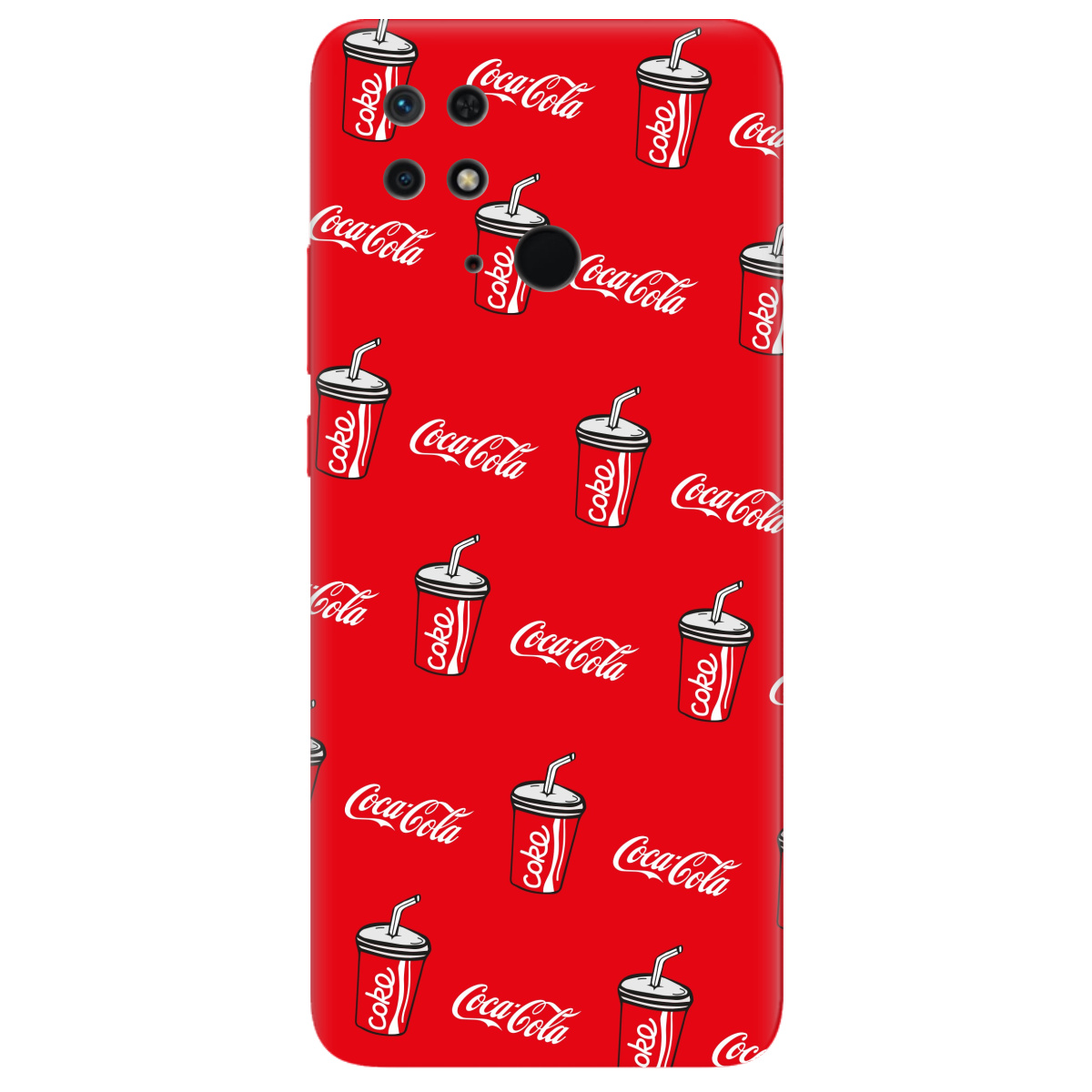 Чехол для Xiaomi Redmi 10C ярко-красный матовый soft touch Coca Cola - фото 1