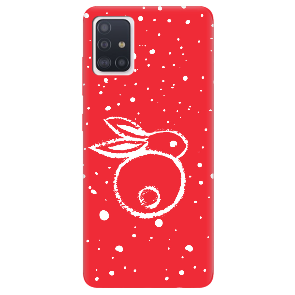 Чехол для Samsung Galaxy A51 ярко-красный матовый soft touch Rabbit - фото 1