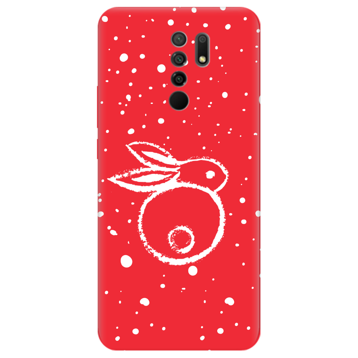 Чехол для Xiaomi Redmi 9 ярко-красный матовый soft touch Rabbit - фото 1