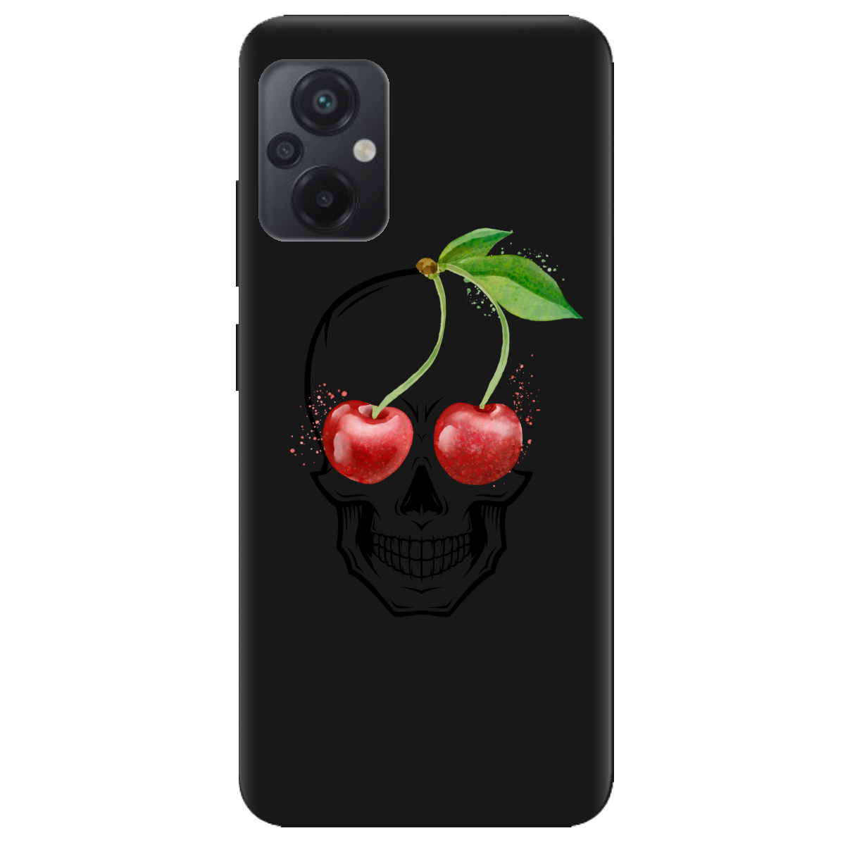 Чехол для Xiaomi Poco M5 черный матовый soft touch Cherry skull - фото 1
