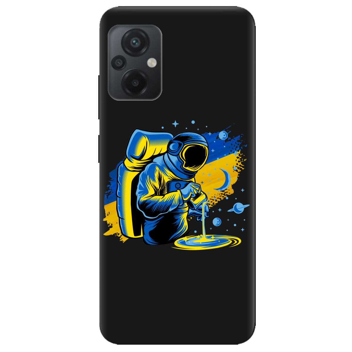 Чехол для Xiaomi Poco M5 черный матовый soft touch Ukrainian space - фото 1
