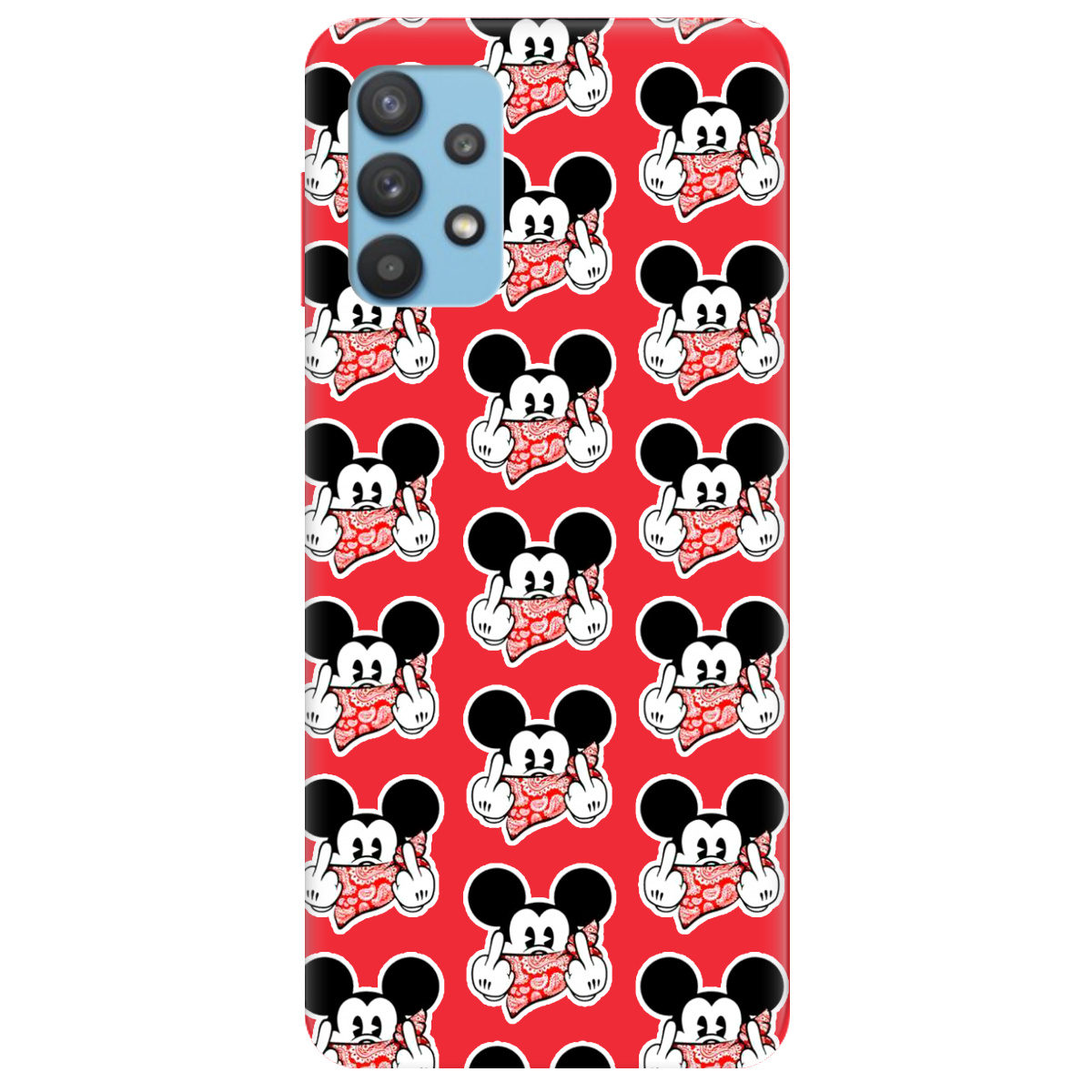 Чехол для Samsung Galaxy A32 4G ярко-красный матовый soft touch Mickey Mouse - фото 1