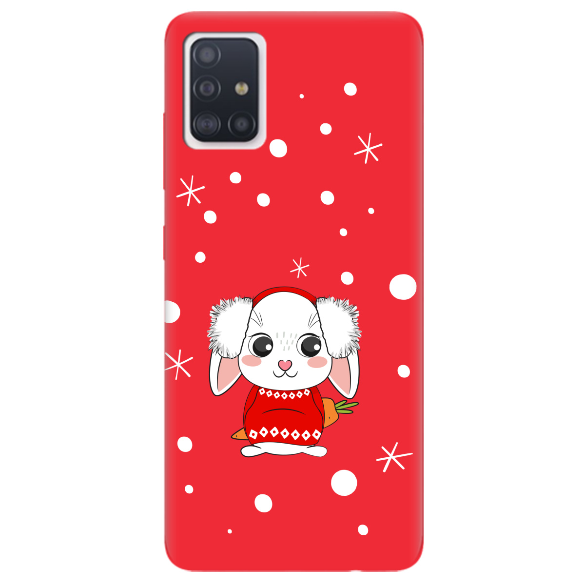 Чехол для Samsung Galaxy A51 ярко-красный матовый soft touch My bunny - фото 1