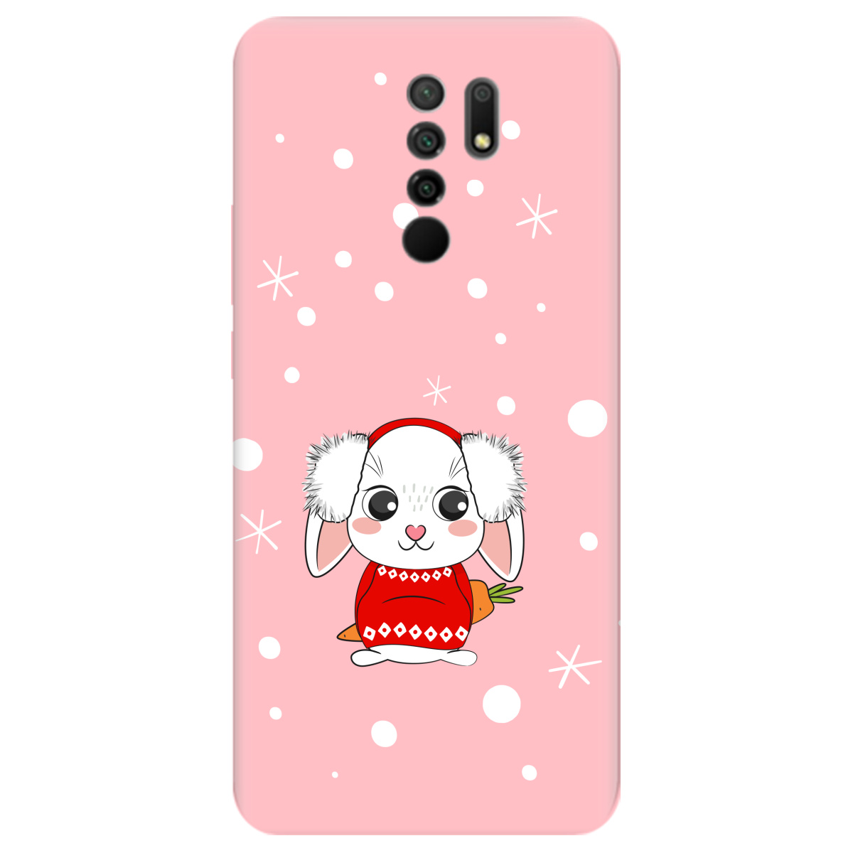 Чехол для Xiaomi Redmi 9 нежно-розовый матовый soft touch My bunny - фото 1