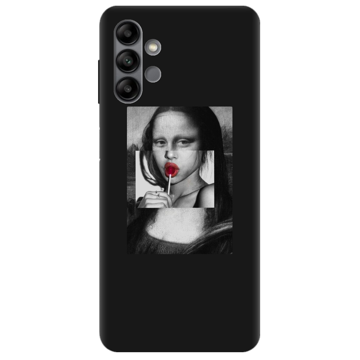Чехол для Samsung Galaxy A04s черный матовый soft touch Mona lisa - фото 1