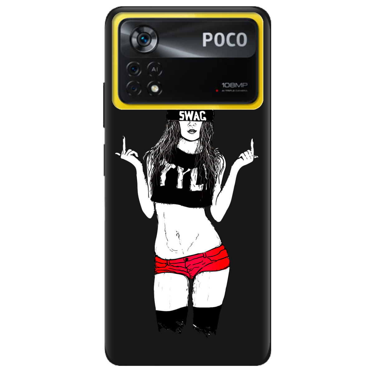 Чехол для Xiaomi Poco X4 Pro 5G черный матовый soft touch Swag - фото 1