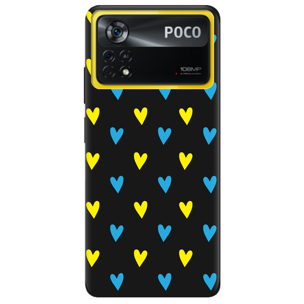 Чехол для Xiaomi Poco X4 Pro 5G черный матовый soft touch Серденько - фото 1