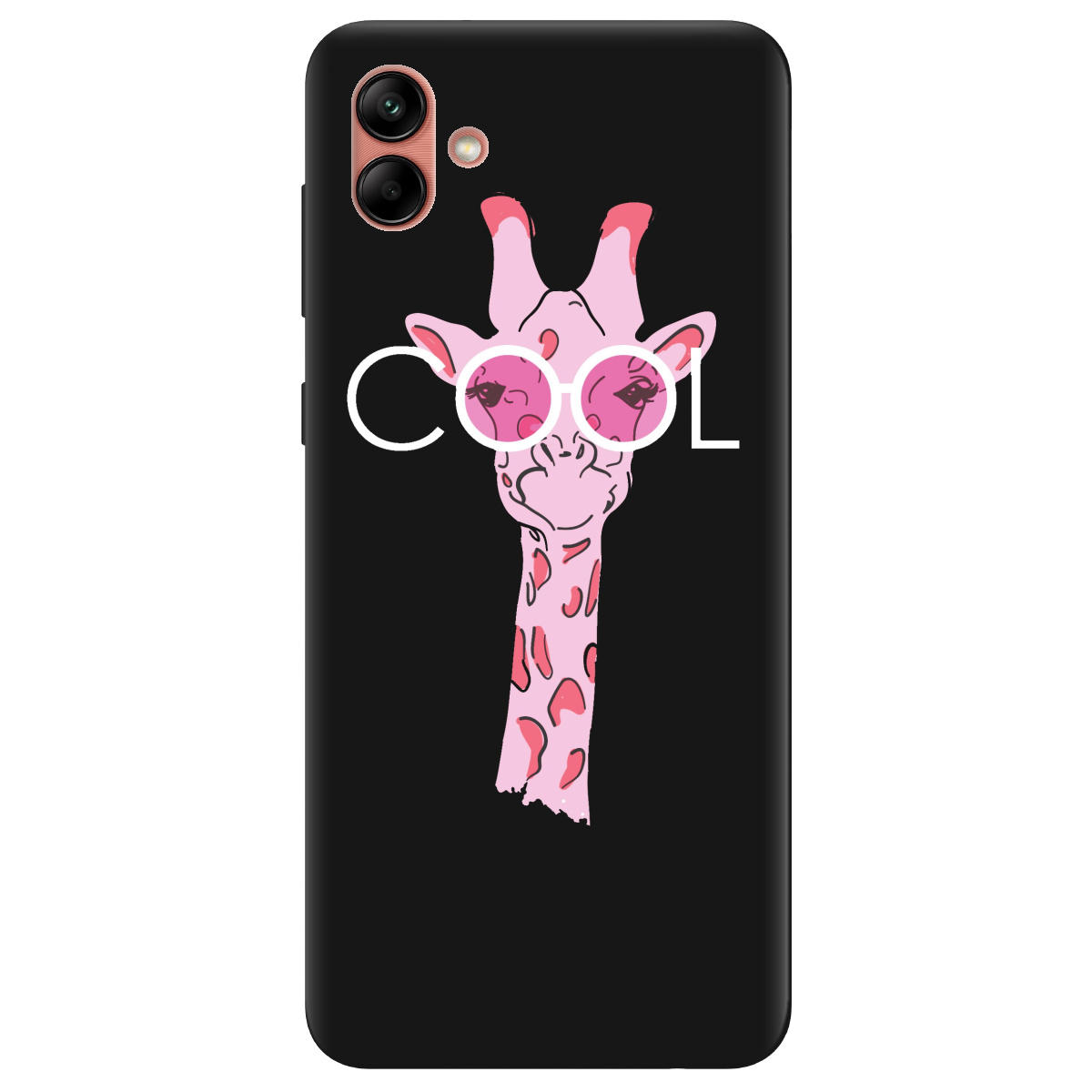 Чехол для Samsung Galaxy A04 черный матовый soft touch Cool giraffe - фото 1