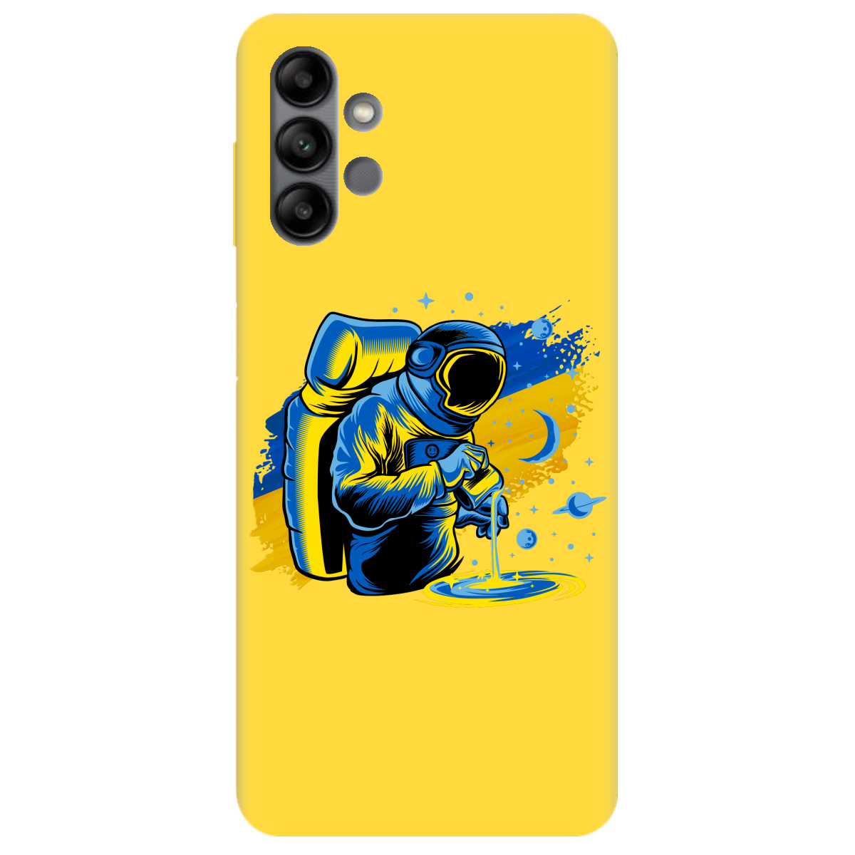 Чохол для Samsung Galaxy A04s жовтий матовий soft touch Ukrainian space - фото 1