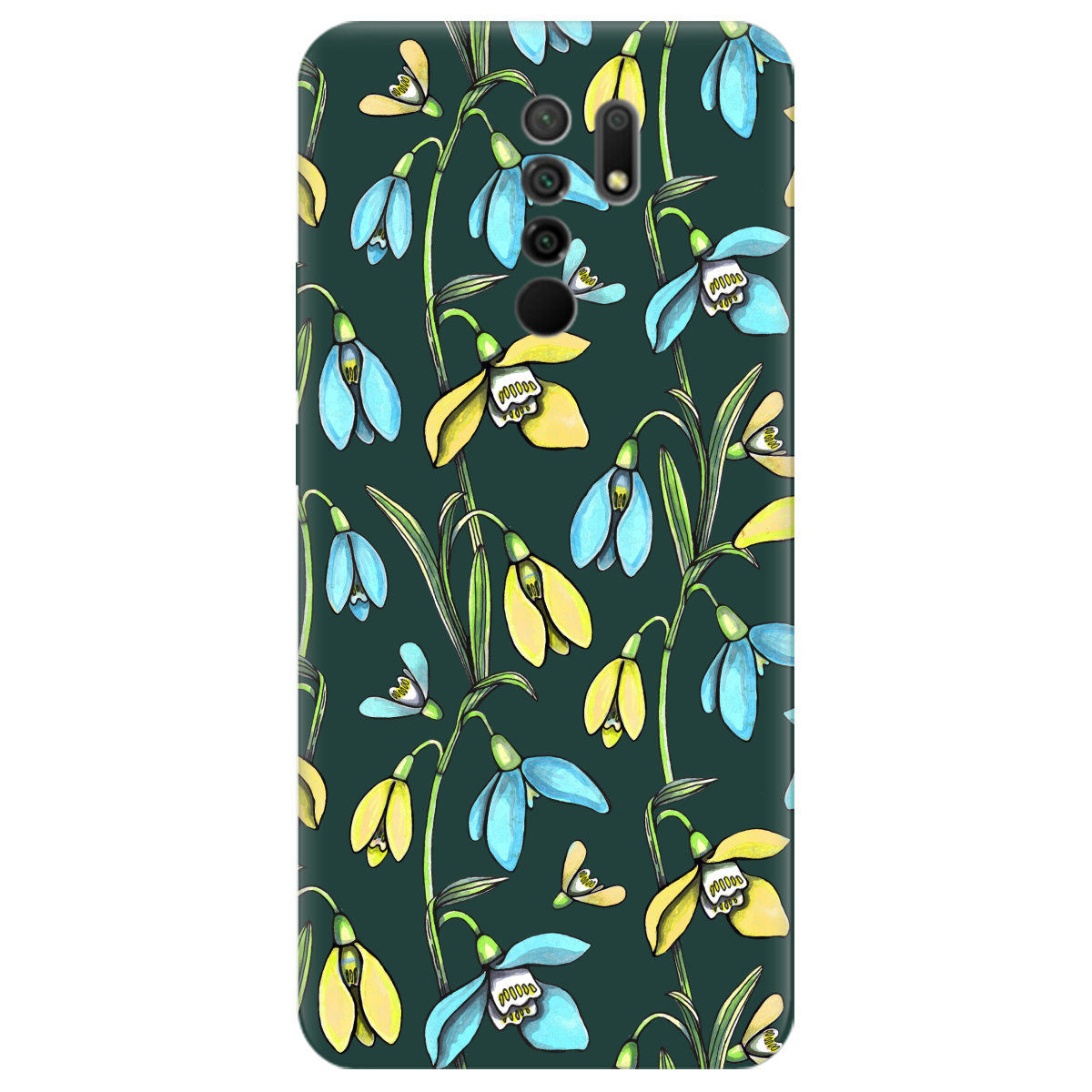 Чехол для Xiaomi Redmi 9 темно-зеленый матовый soft touch Проліски - фото 1