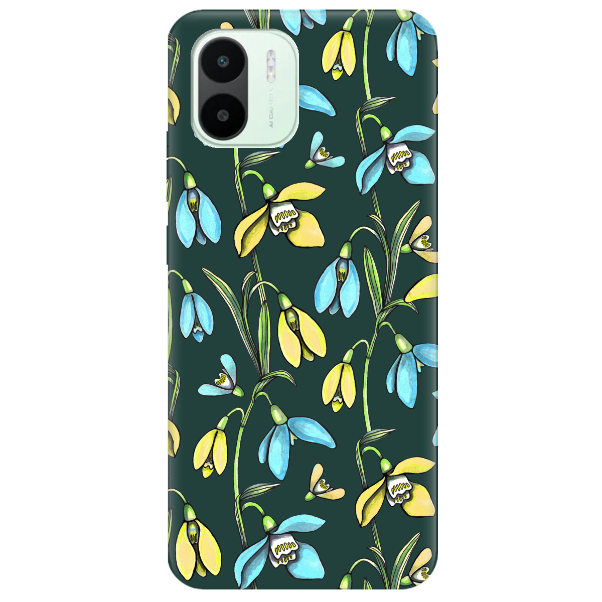 Чехол для Xiaomi Redmi A1 темно-зеленый матовый soft touch Проліски - фото 1