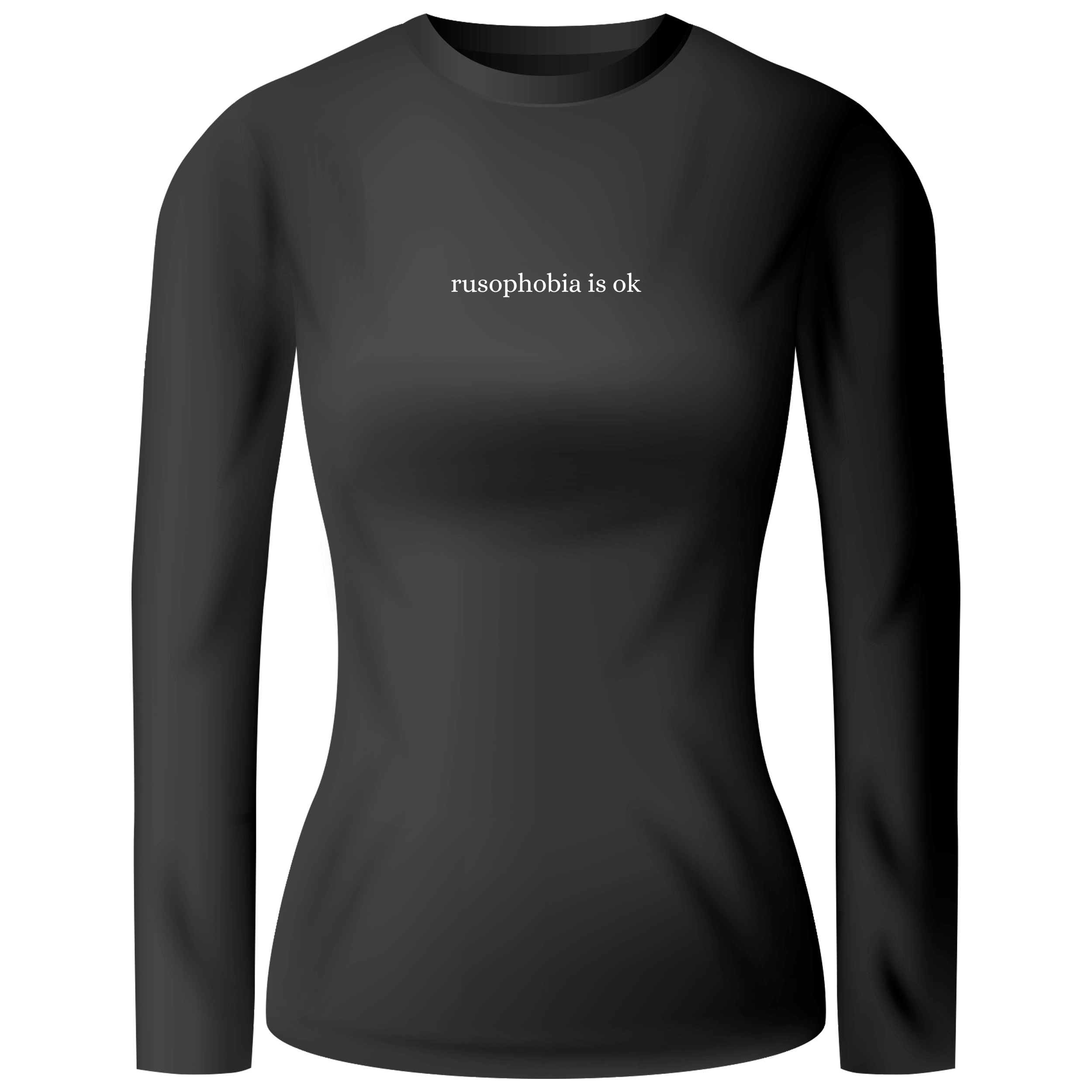 Лонгслив женский чёрный хлопок/эластан Rusophobia is ok S - фото 1
