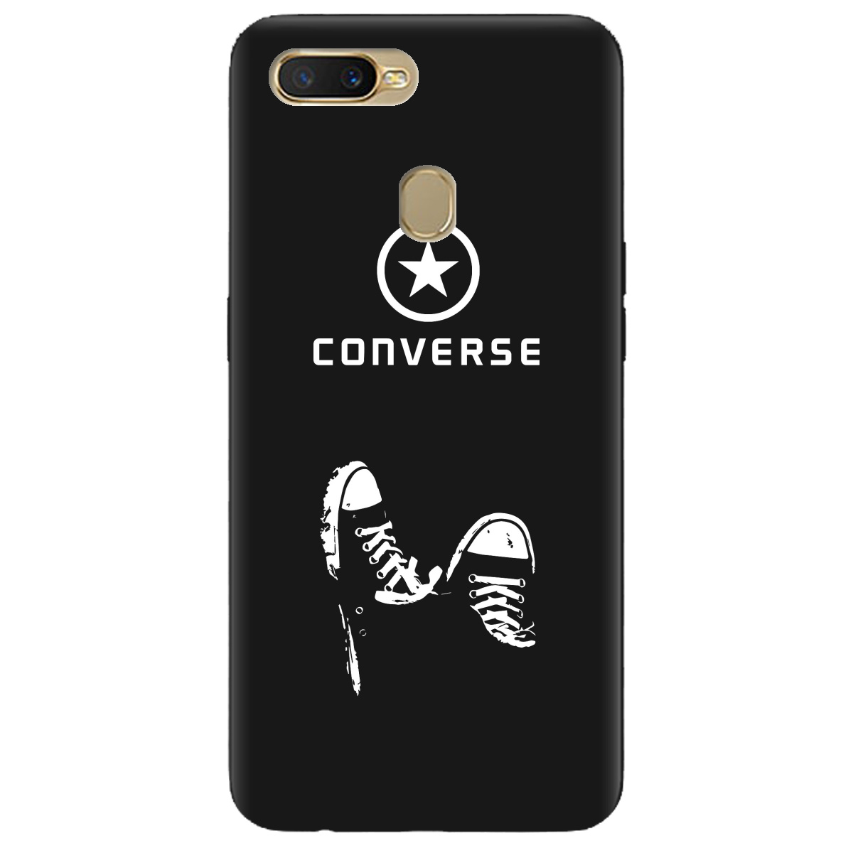 Чехол для Oppo A7 2018 черный матовый soft touch Converse - фото 1
