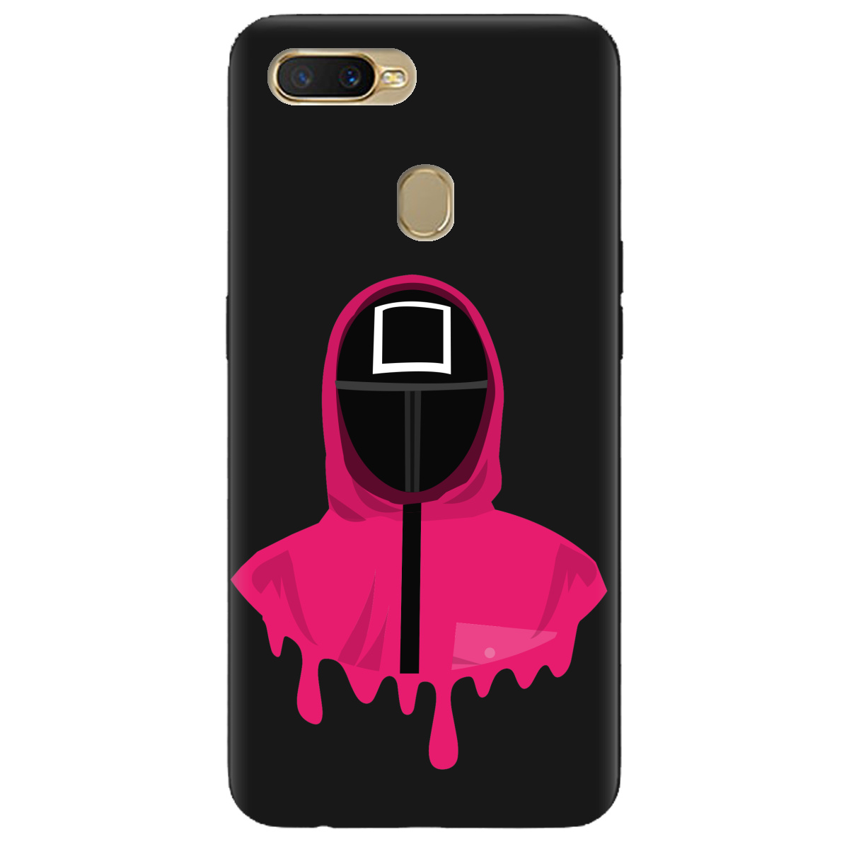 Чехол для Oppo A7 2018 черный матовый soft touch Игра в кальмара - фото 1