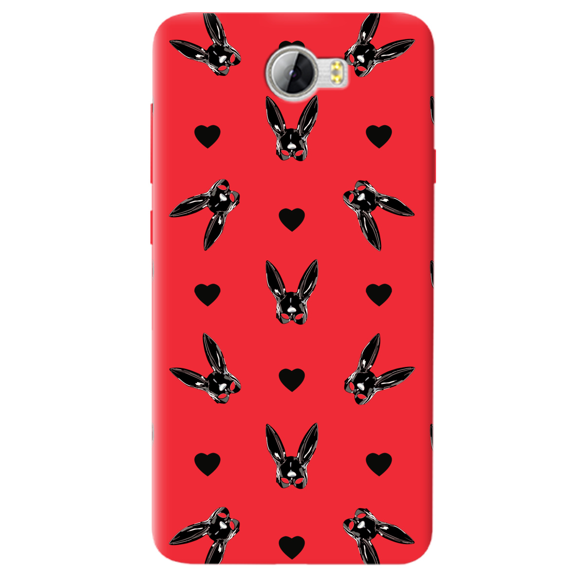 Чехол для Huawei Y5 II ярко-красный матовый soft touch Playboy mask - фото 1