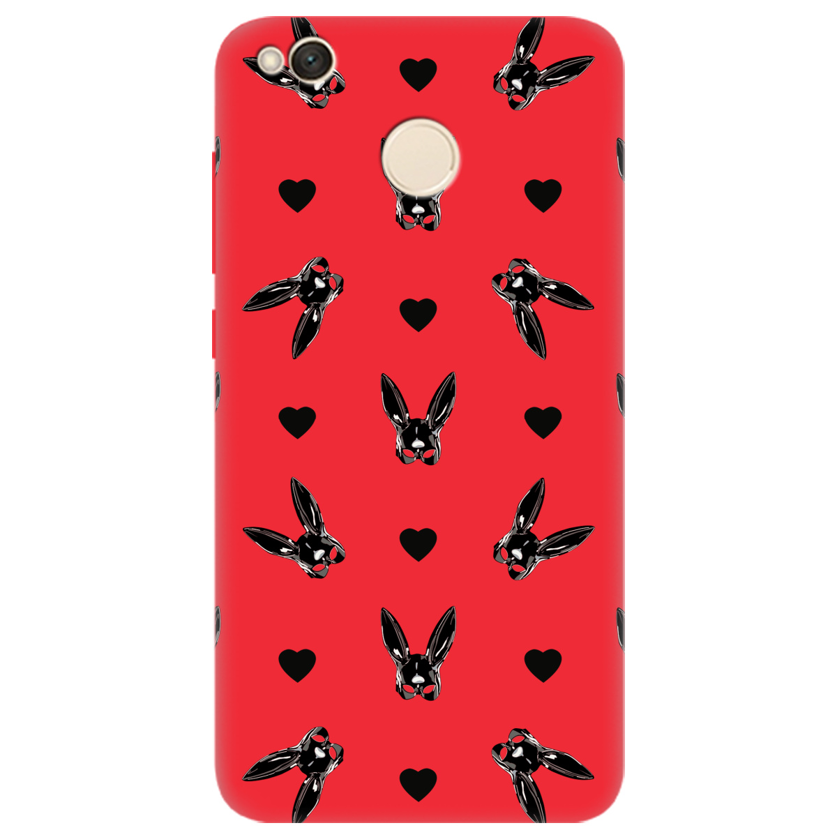 Чехол для Xiaomi Redmi 4X ярко-красный матовый soft touch Playboy mask - фото 1