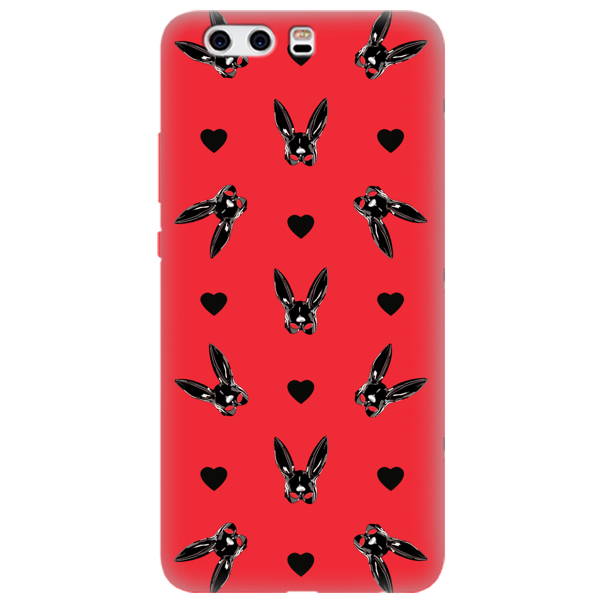 Чехол для Huawei P10 Plus ярко-красный матовый soft touch Playboy mask - фото 1